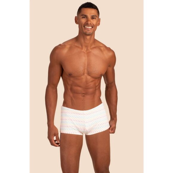 MR TURK Sorrento Swim Trunk ~ White Dotted Stripe Swim Knit Medium M NWOT - Picture 2 of 9